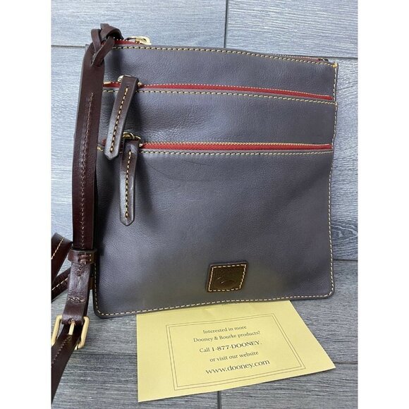 Dooney & Bourke Florentine Leather Triple Zip Crossbody bag slate color - Picture 1 of 8